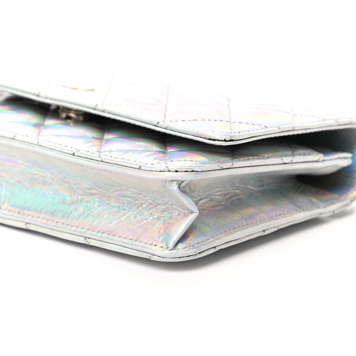 Chanel Iridescent Goatskin Quilted Wallet On Chain WOC Silver 9 of 10