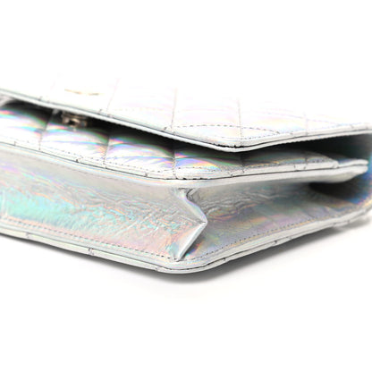 Chanel Iridescent Goatskin Quilted Wallet On Chain WOC Silver 9 of 10