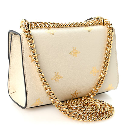 Gucci Grained Calfskin Bee Star Small Padlock Shoulder Bag White 3 of 10