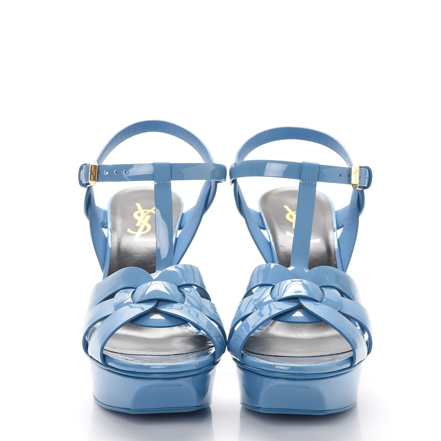 Saint Laurent Patent Tribute 75 Platform Sandals 37.5 Blue Royal 2 of 9