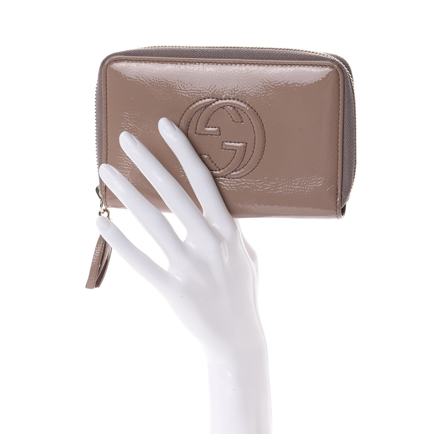 Gucci Patent Medium Soho Zip Around Wallet Dark Cipria 2 of 6