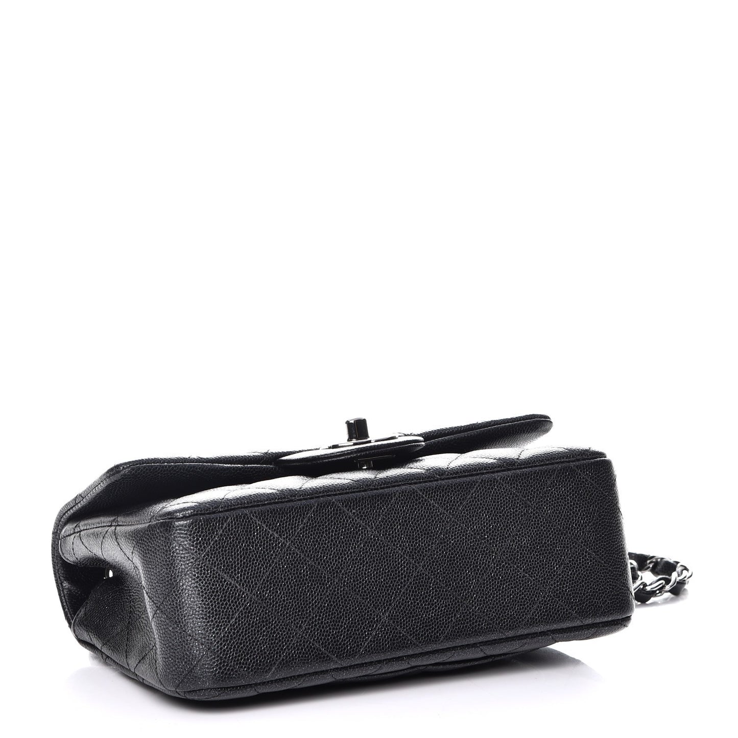 Iridescent Caviar Quilted Mini Rectangular Flap Black