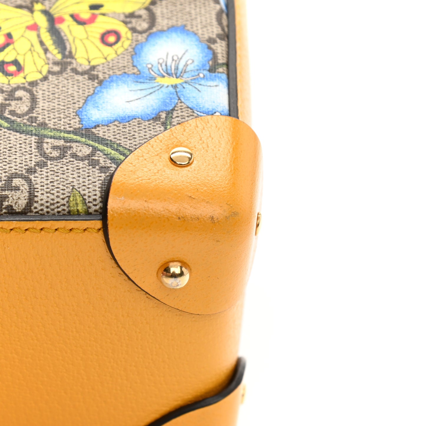 GG Supreme Monogram Flora Small Padlock Bamboo Shoulder Bag Beige Multicolor Crop