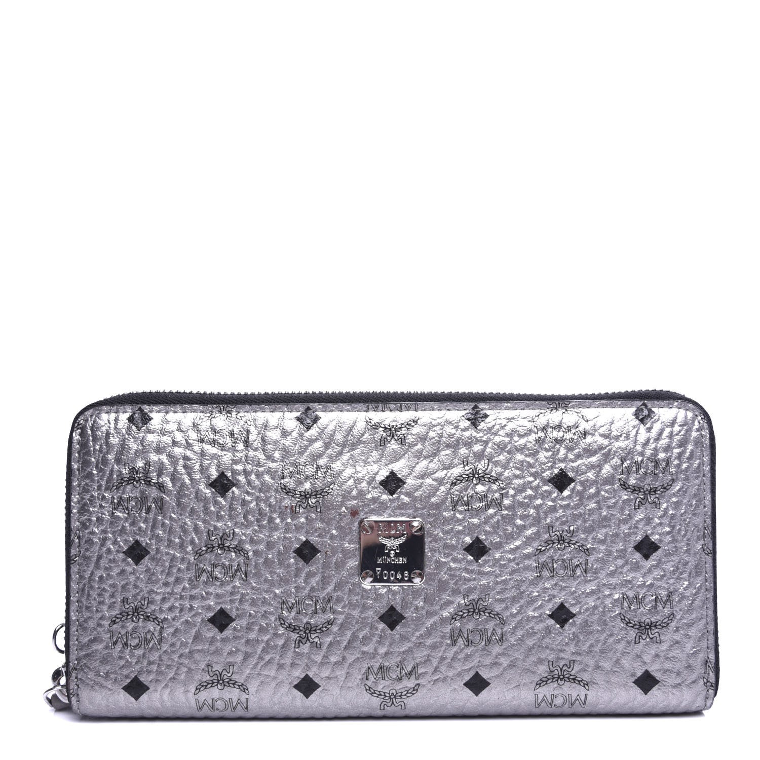MCM Visetos Large Zip Around Wallet Silver 1 of 7
