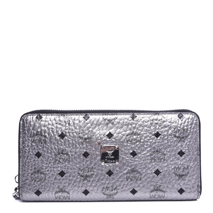MCM Visetos Large Zip Around Wallet Silver 1 of 7