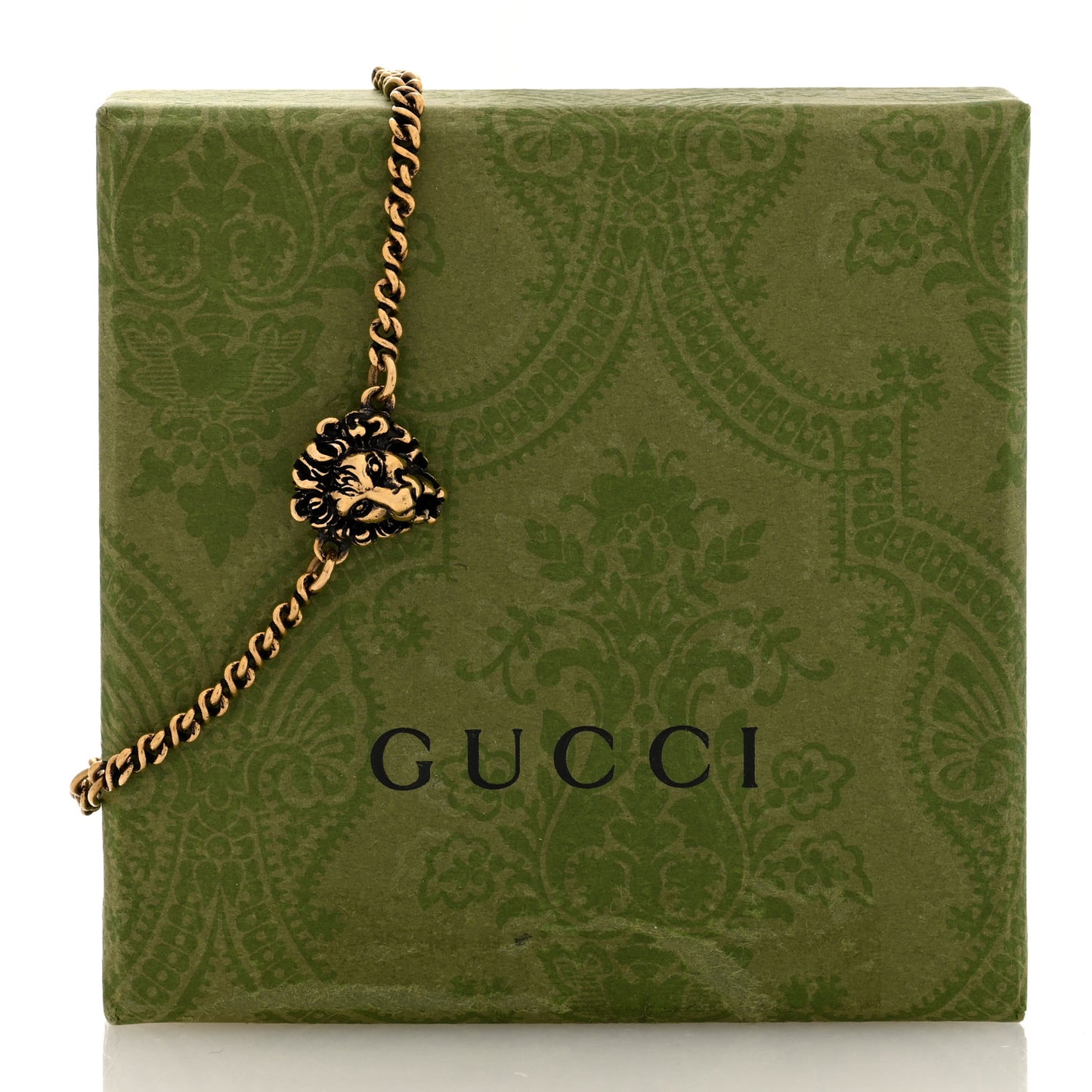 Metal Lion Head Bracelet Aged Gold