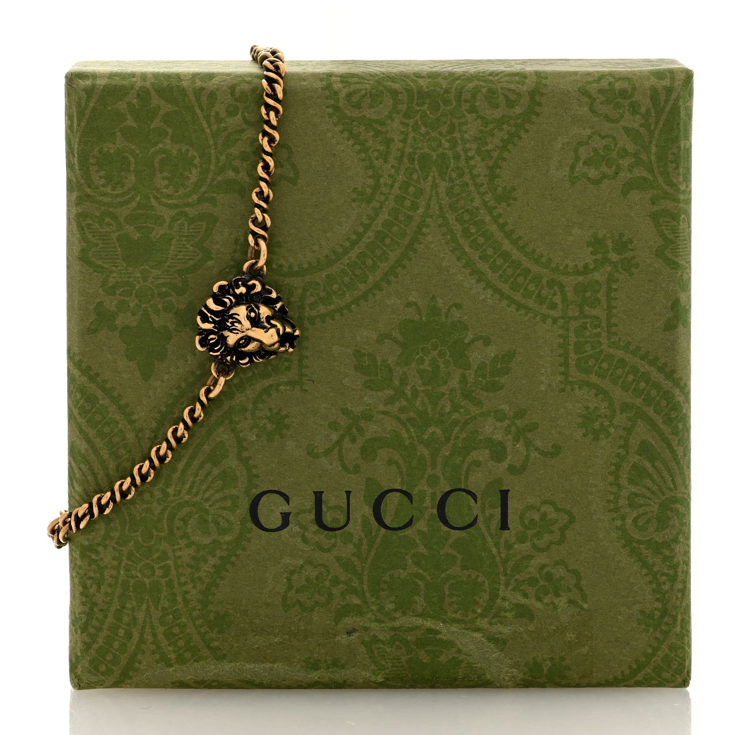 Gucci Metal Lion Head Bracelet Aged Gold 6 of 6