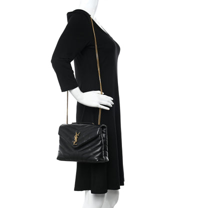 Saint Laurent Calfskin Y Quilted Monogram Small Loulou Chain Satchel Black 2 of 10