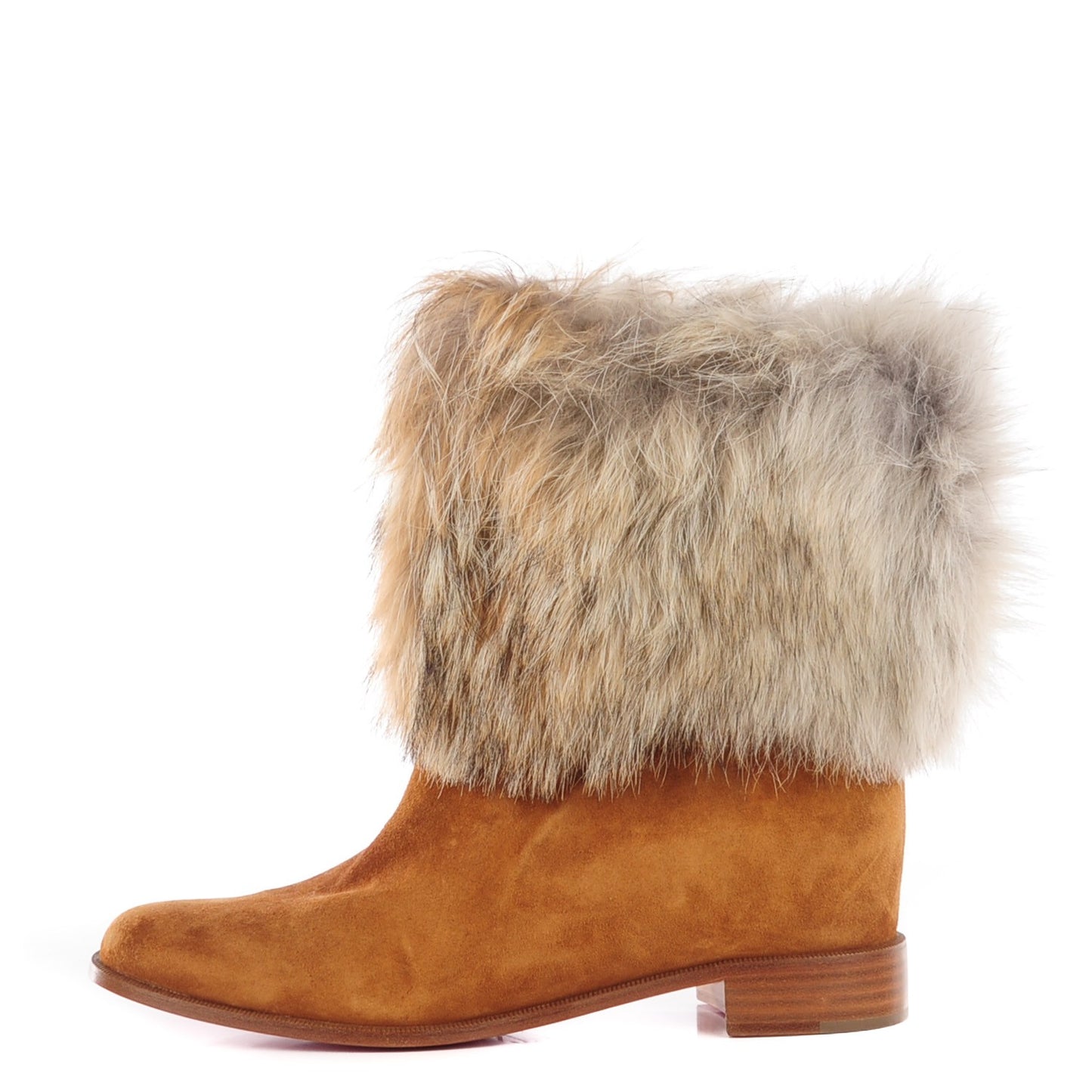 Suede Coyote Fur Mazurka Boots 40.5