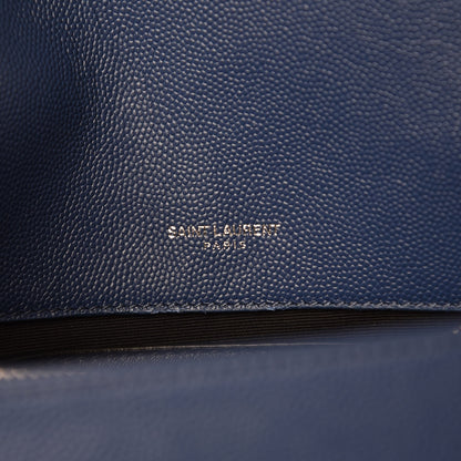 Saint Laurent Grain De Poudre Small West Hollywood Monogram Fold-Over Bag Denim 7 of 9
