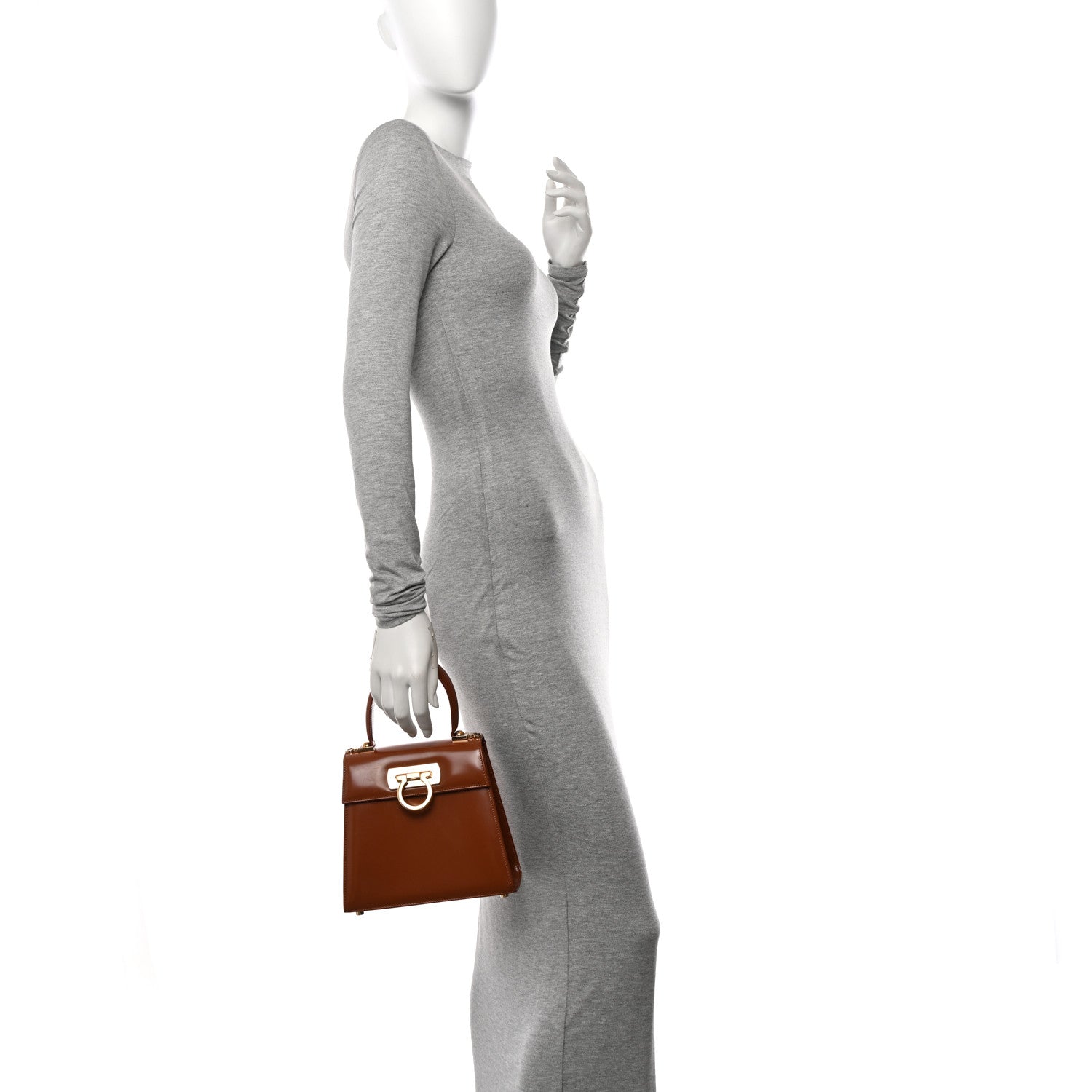 Salvatore Ferragamo Brushed Off Calfskin Small Iconic Top Handle Tan 2 of 10
