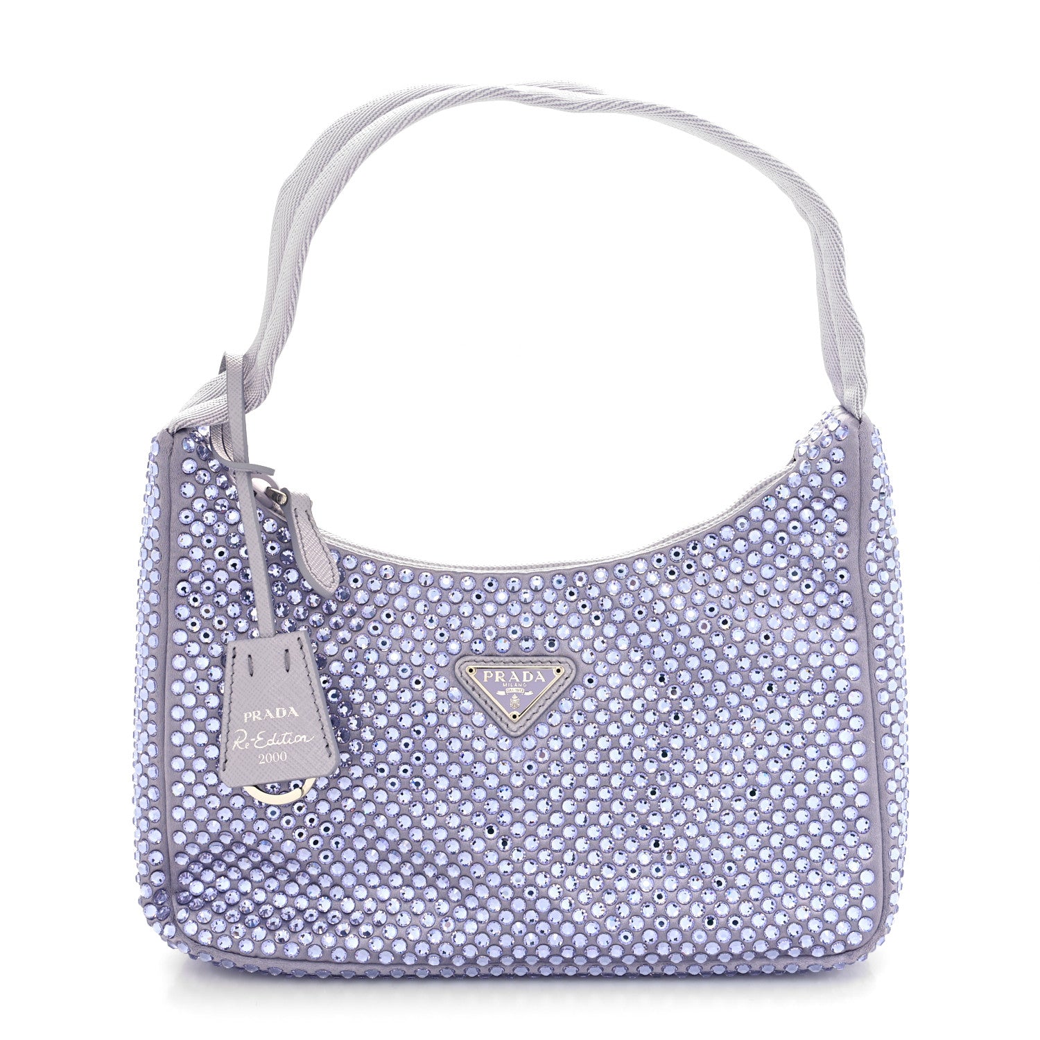 Prada Satin Crystal Mini Re-Edition 2000 Bag Glicine 1 of 10