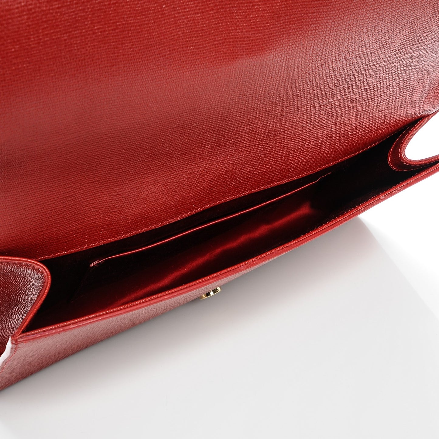 Textured Calfskin Classic Y Clutch Red