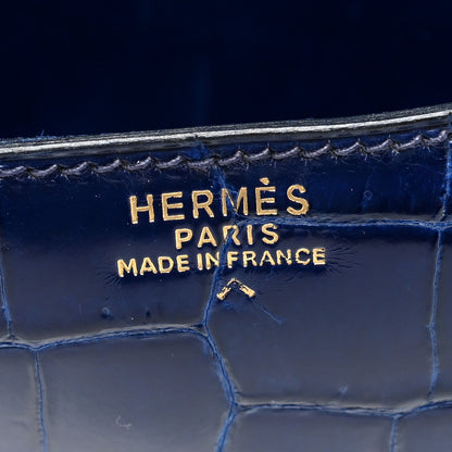 Hermes Shiny Porosus Crocodile Constance 23 Bleu Saphir 6 of 9