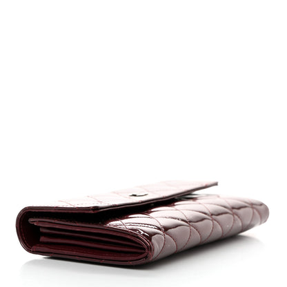 Chanel Striated Patent Quilted Large Gusset Flap Wallet Bordeaux 4 of 8