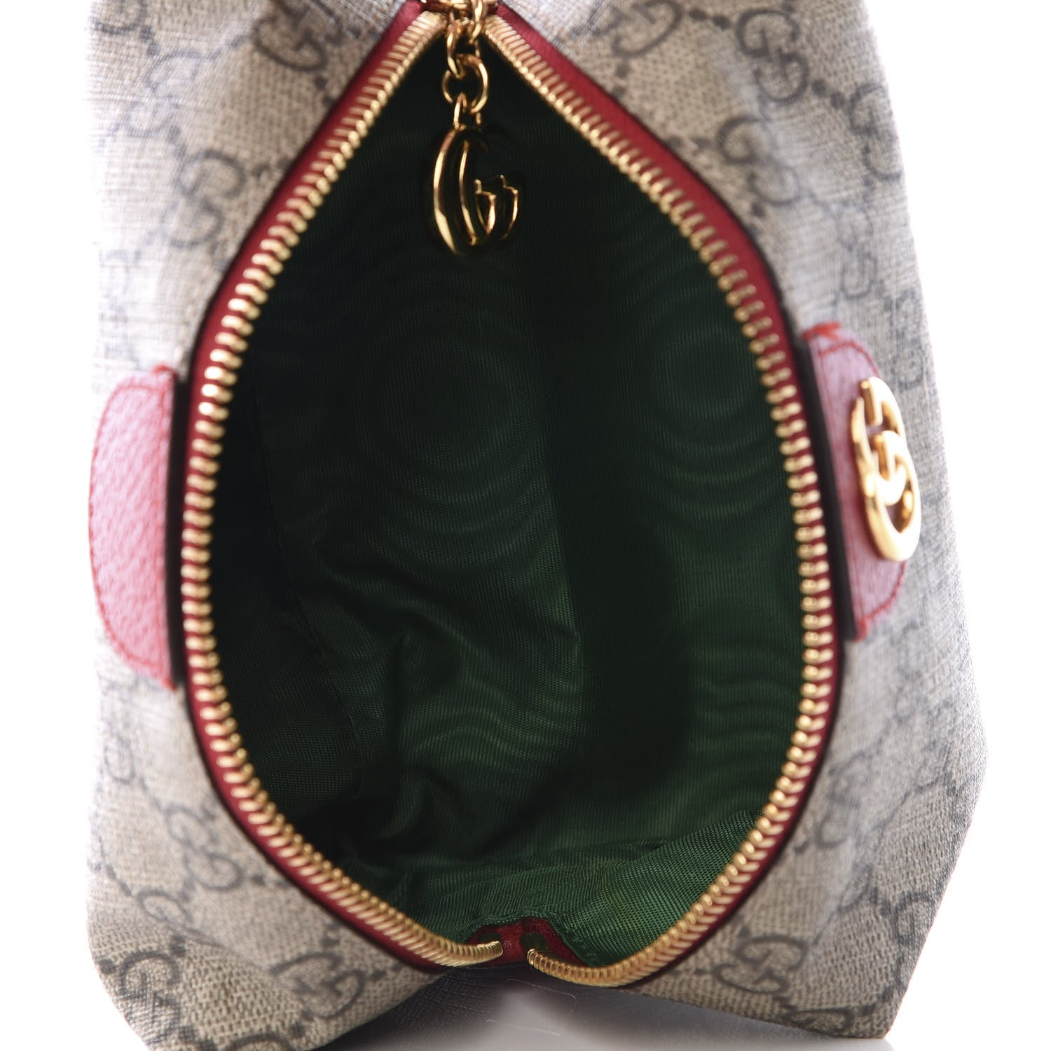 Gucci Soft GG Supreme Monogram Calfskin Medium Ophidia Cosmetic Case Beige Ebony Hibiscus Red 4 of 10