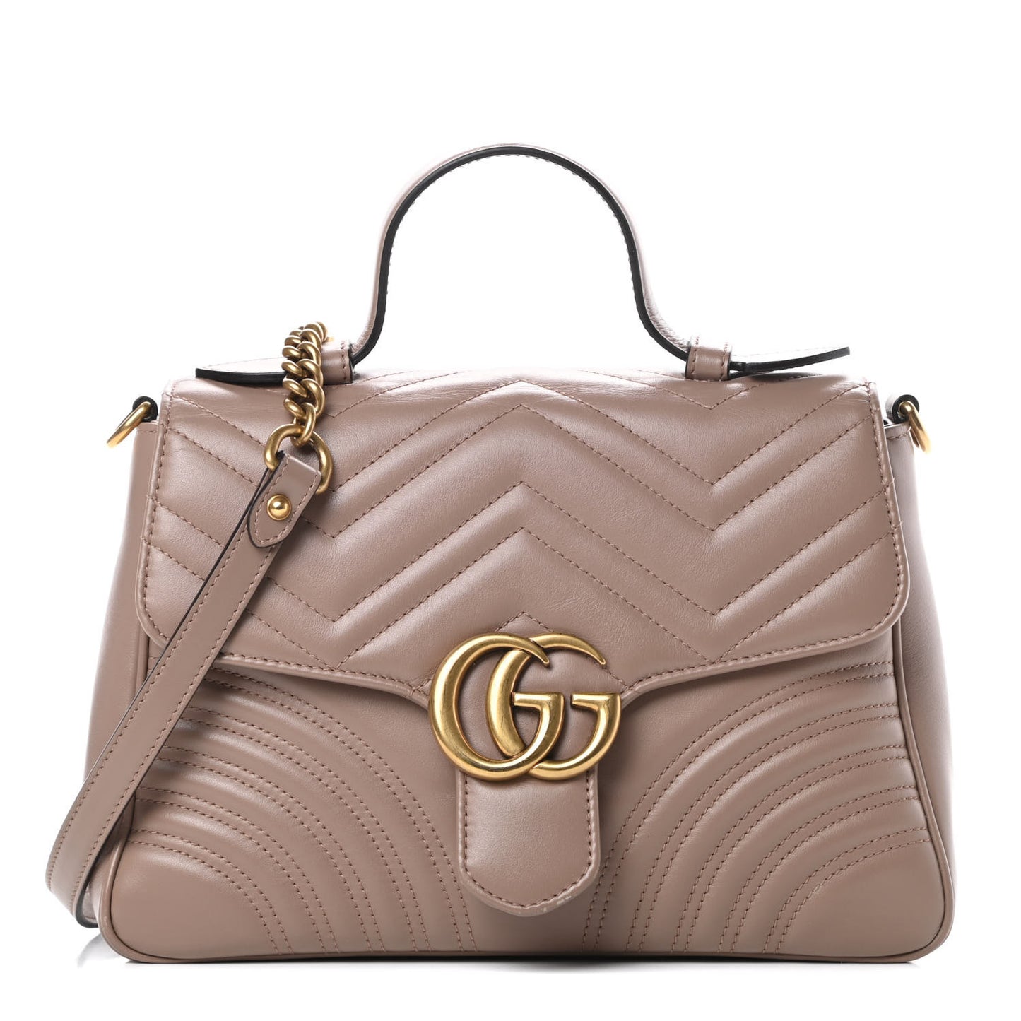Calfskin Matelasse Small GG Marmont Top Handle Shoulder Bag Porcelain Rose