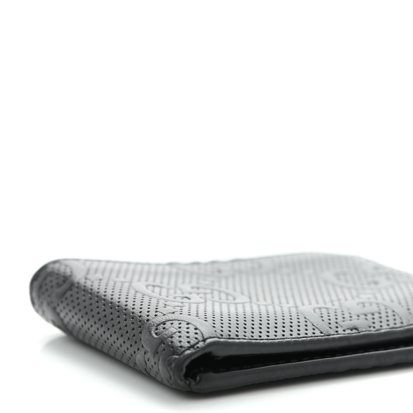 Calfskin GG Tennis Embossed Bi-Fold Wallet Black