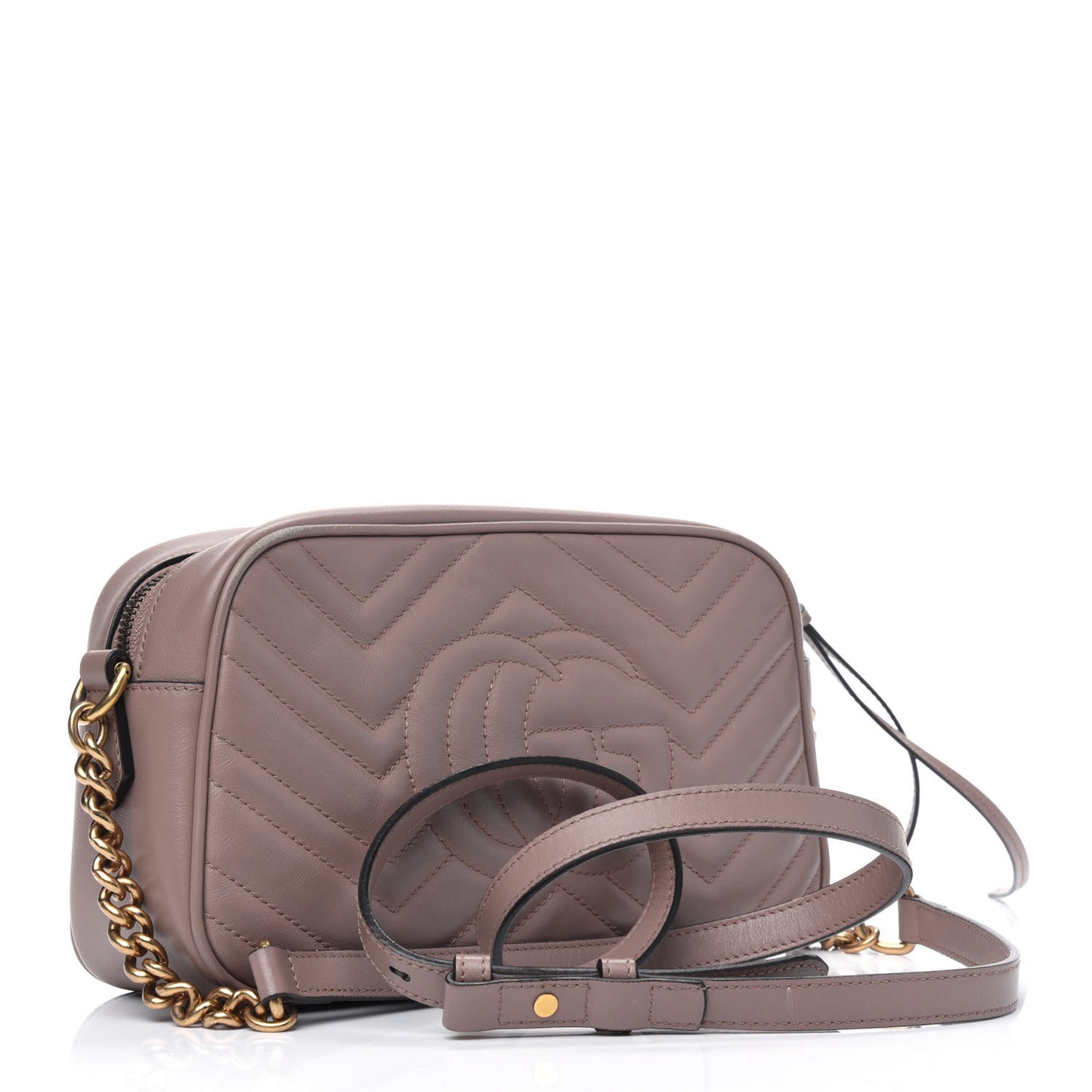 Calfskin Matelasse Small GG Marmont Chain Shoulder Bag Porcelain Rose