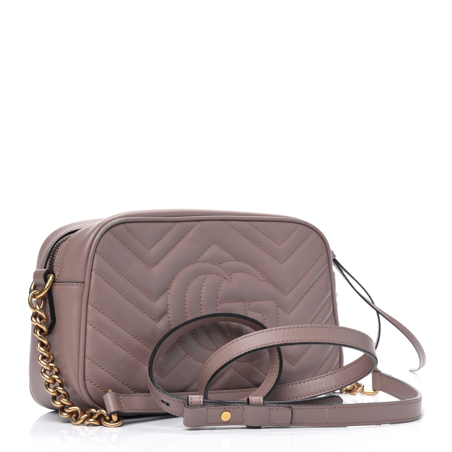 Gucci Calfskin Matelasse Small GG Marmont Chain Shoulder Bag Porcelain Rose 3 of 26