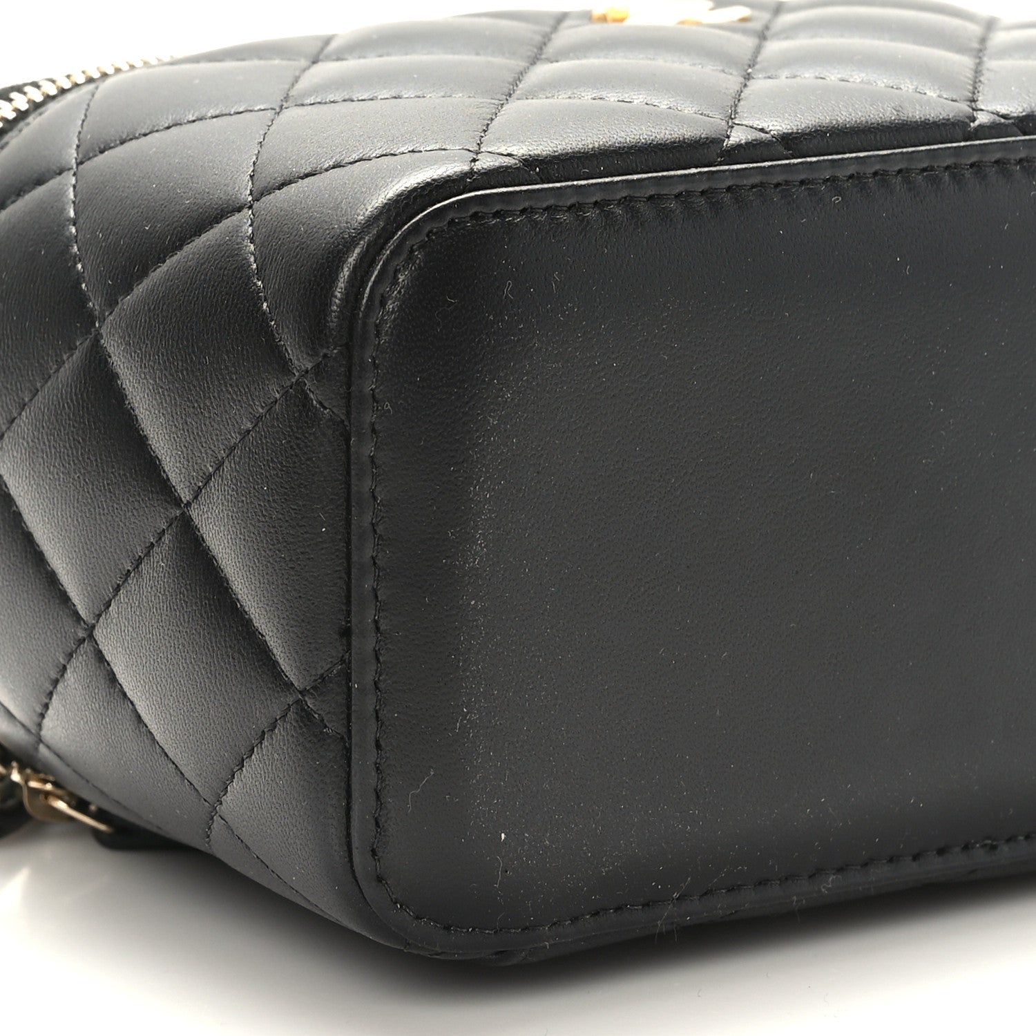 Chanel Lambskin Quilted Pearl Crush Small Vanity Case With Chain Black 9 of 11