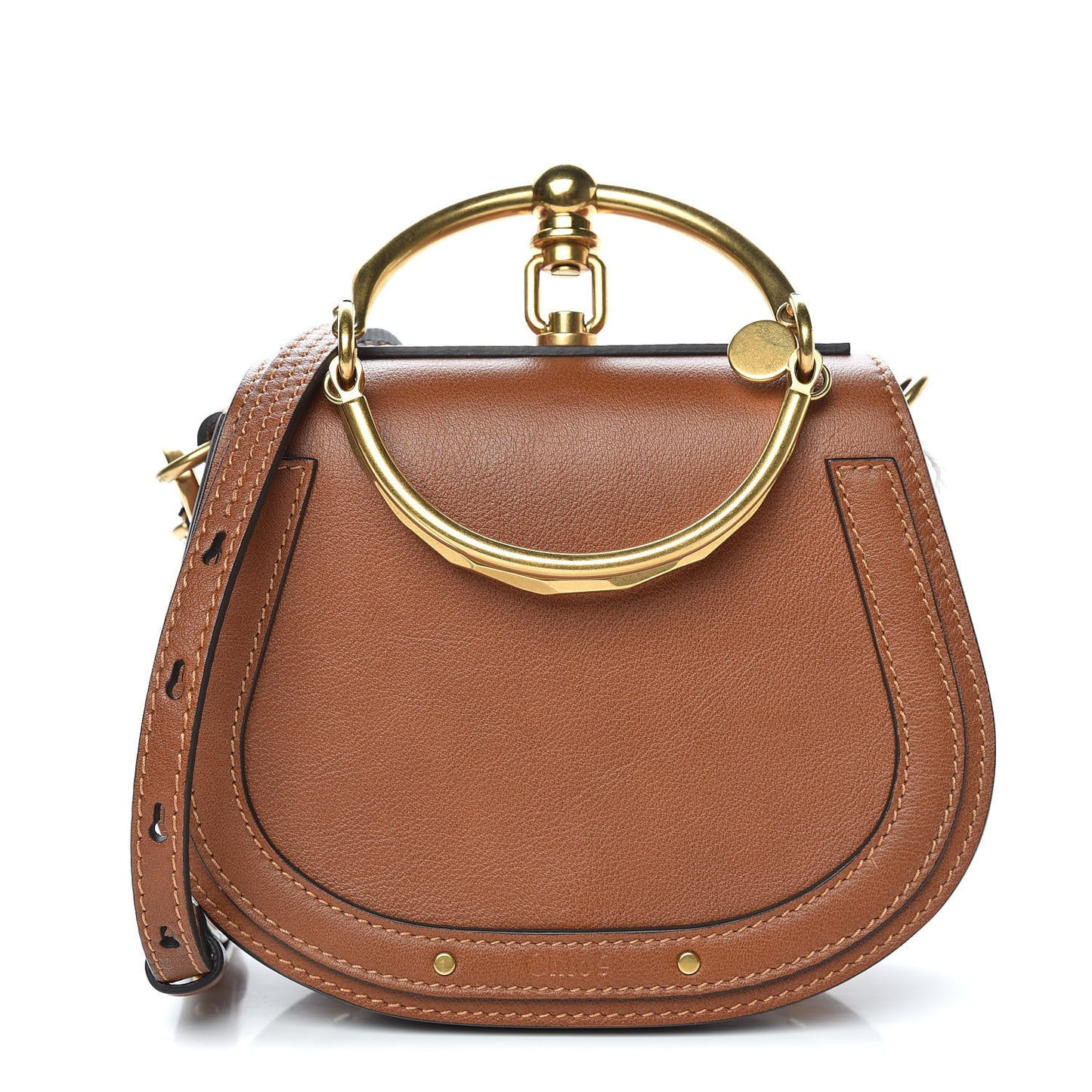 Calfskin Suede Small Nile Bracelet Bag Caramel