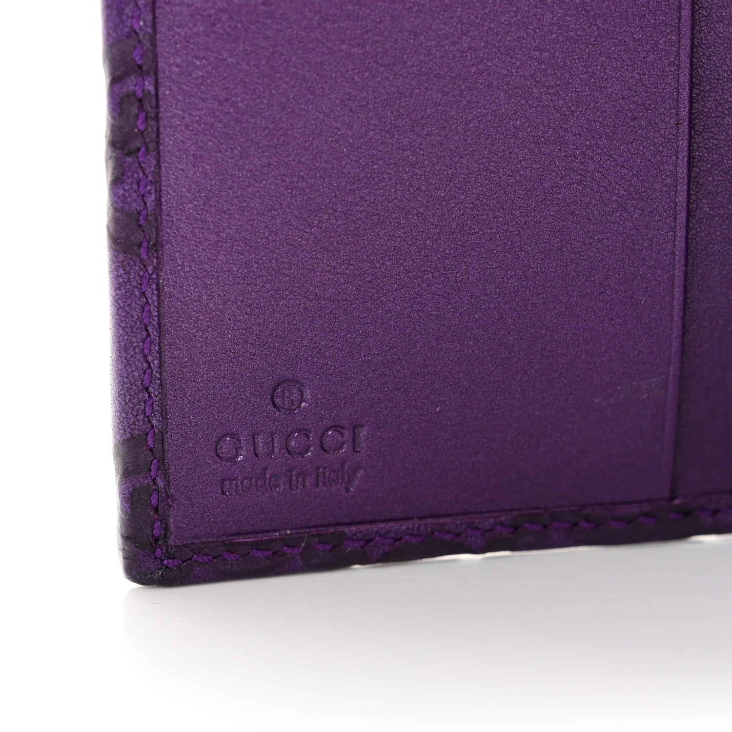 Gucci Metallic Soft Guccissima Icon Bar French Wallet Purple 6 of 7