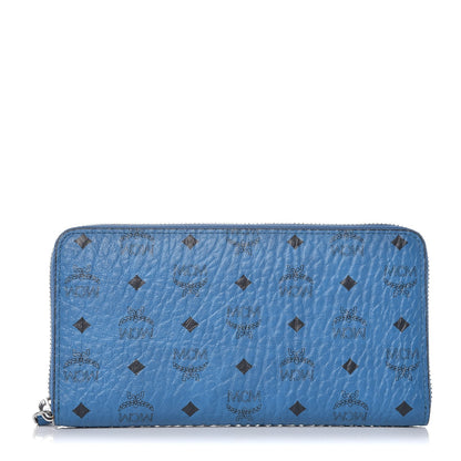 MCM Visetos Large Zip Around Wallet Munich Blue 1 of 9