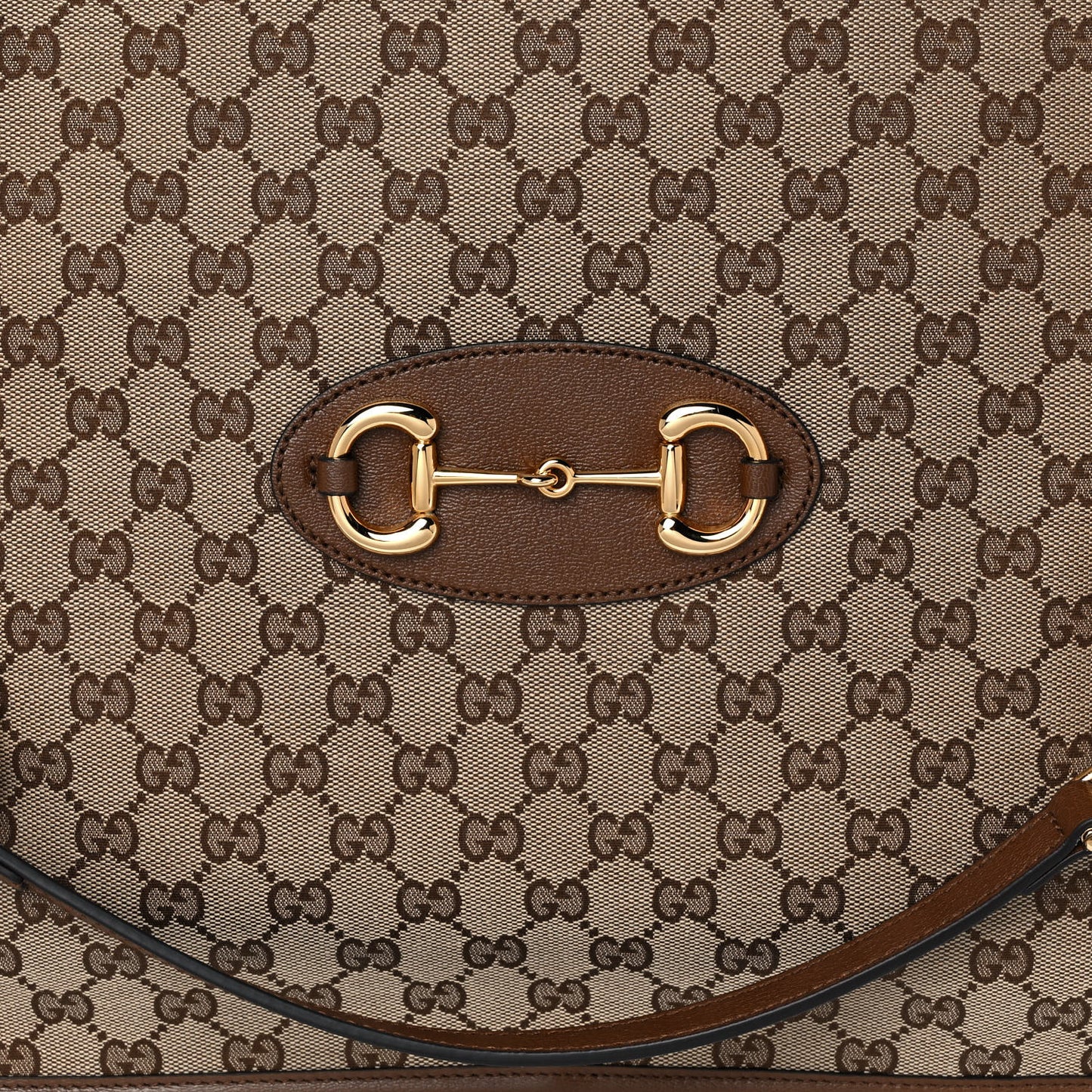 Monogram Calfskin Large Horsebit 1955 Tote Bag Beige Brown Sugar