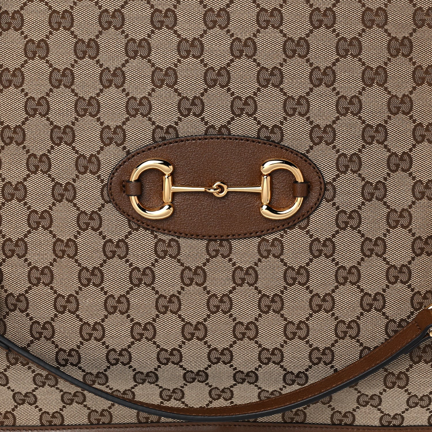 Gucci Monogram Calfskin Large Horsebit 1955 Tote Bag Beige Brown Sugar 9 of 15