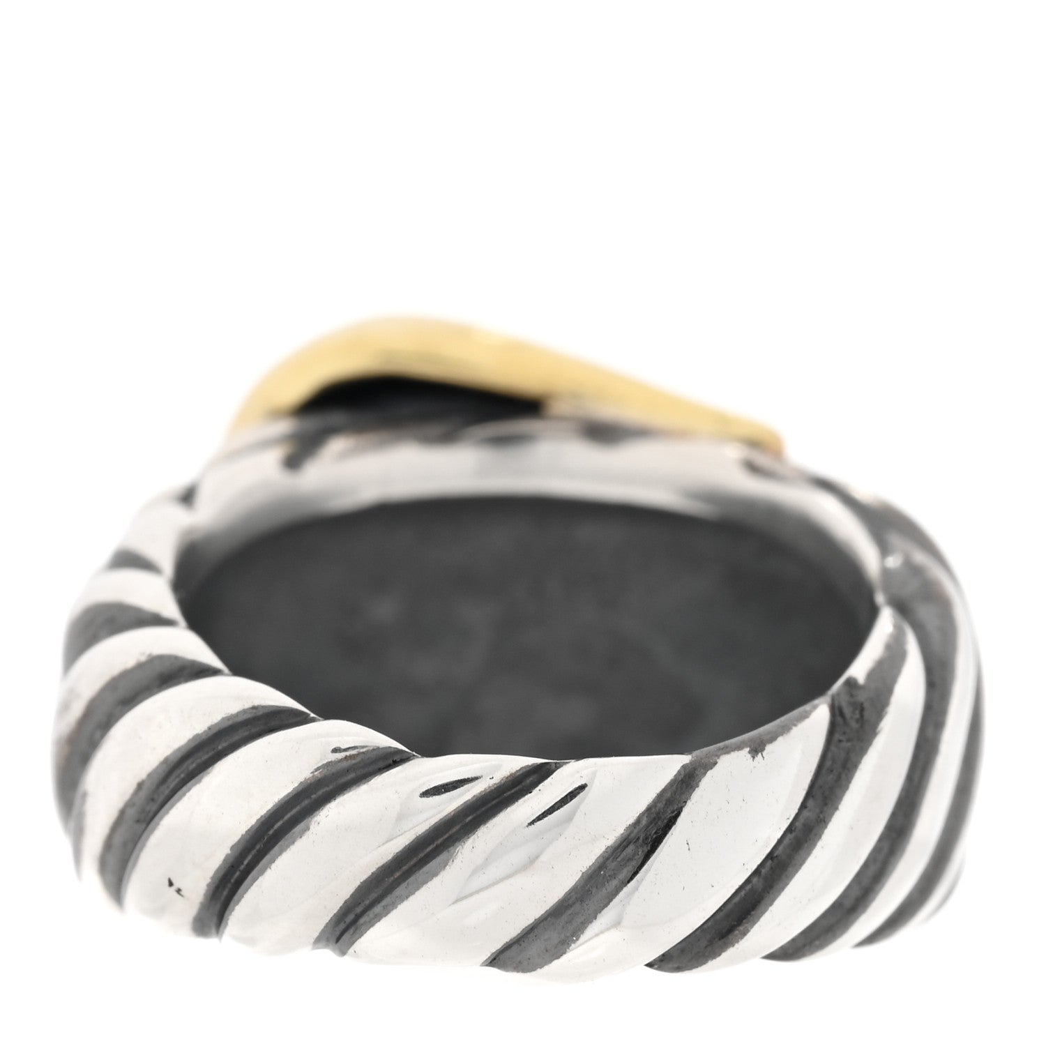 David Yurman Sterling Silver 18k Yellow Gold Buckle Cable Ring 52 6 3 of 4