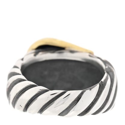 David Yurman Sterling Silver 18k Yellow Gold Buckle Cable Ring 52 6 3 of 4