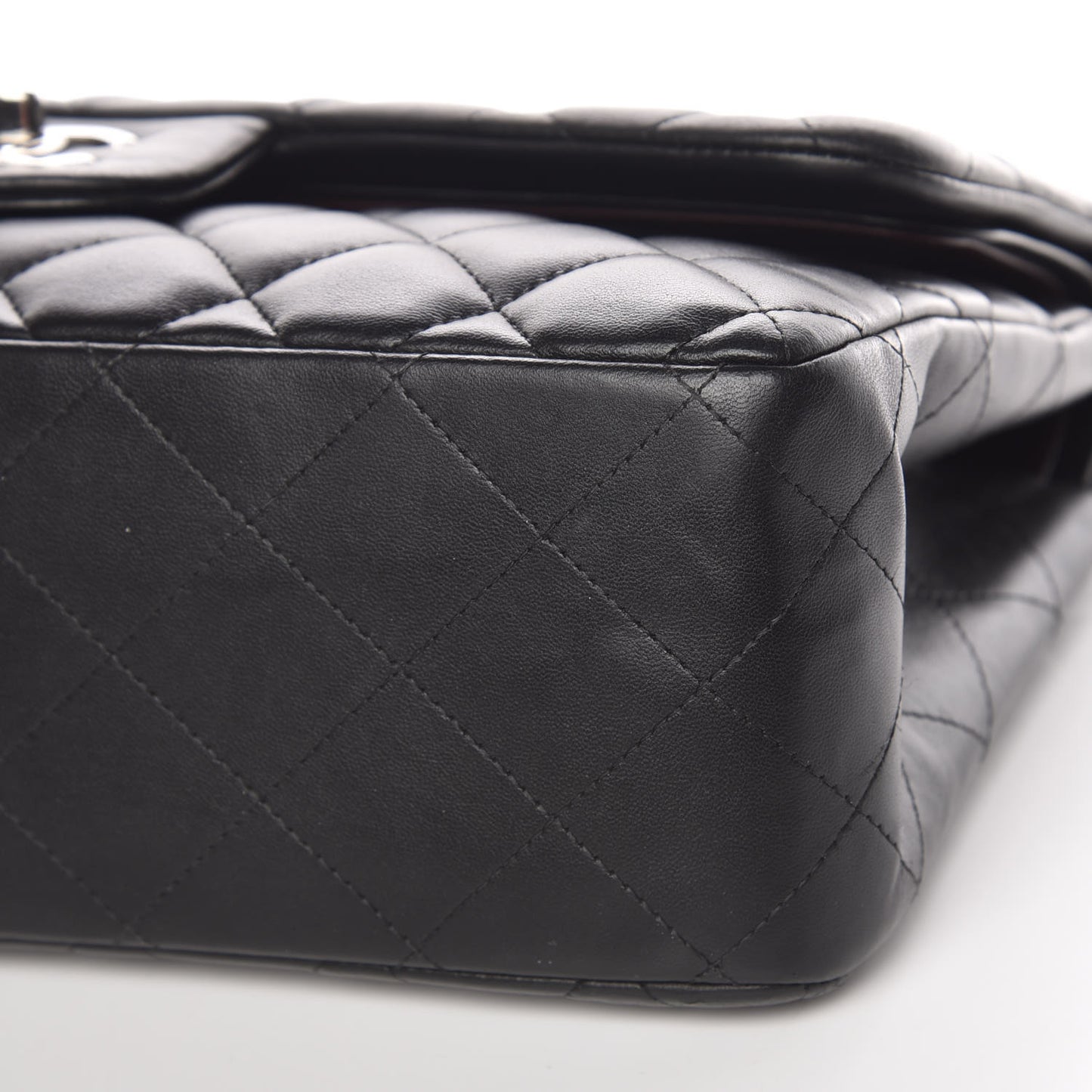 Lambskin Quilted Jumbo Double Flap Black