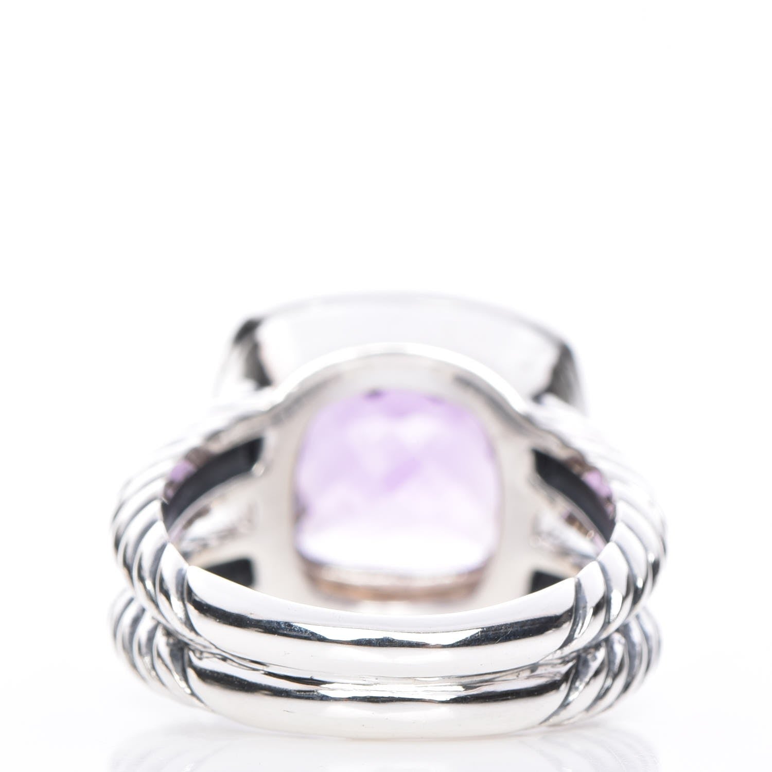 David Yurman Sterling Silver Diamond Amethyst 11mm Albion Ring 53 6.5 4 of 5