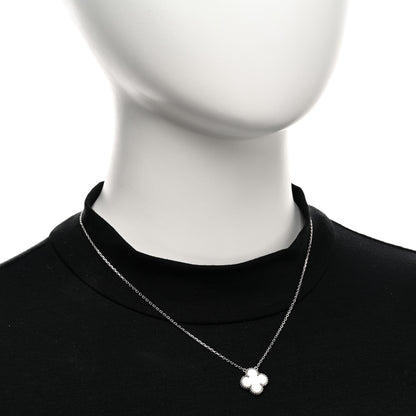 Van Cleef & Arpels 18K White Gold Mother Of Pearl Vintage Alhambra Pendant Necklace 2 of 4