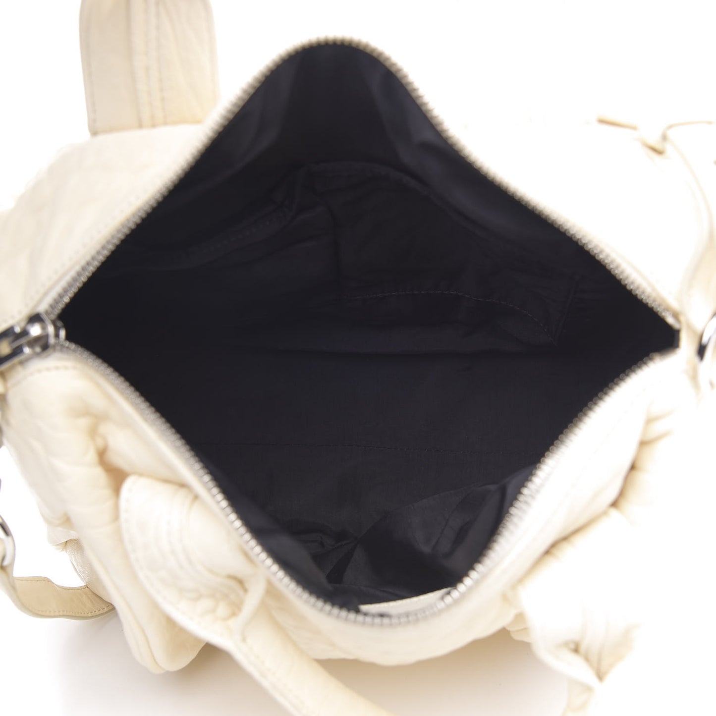 Pebbled Lambskin Rocco Bone Silver Hardware