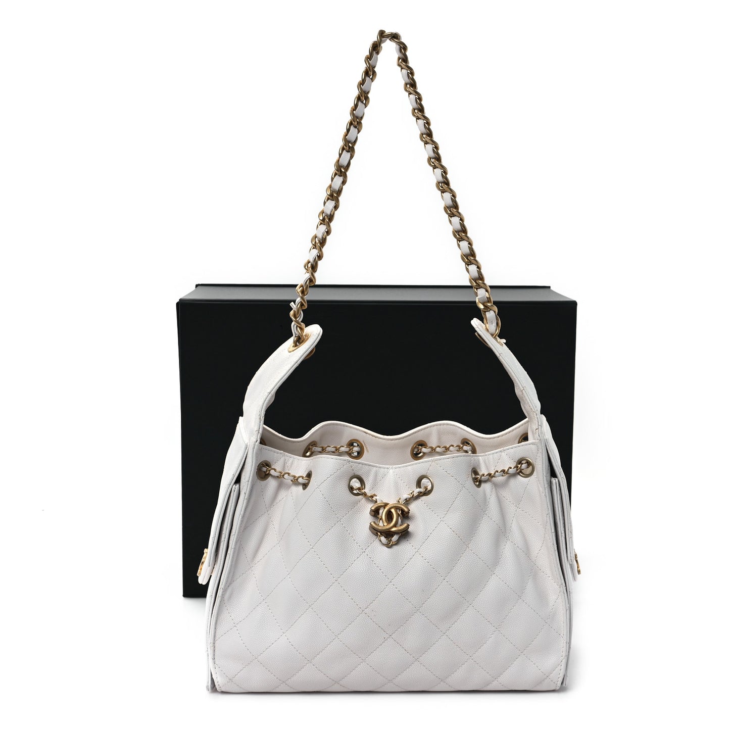 Caviar Quilted Small Chanel 25 Handbag White