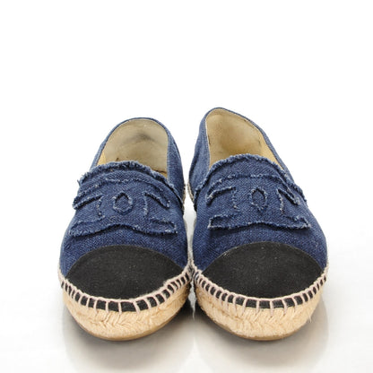 Chanel Denim Toile CC Espadrilles 41 Navy Black 2 of 7