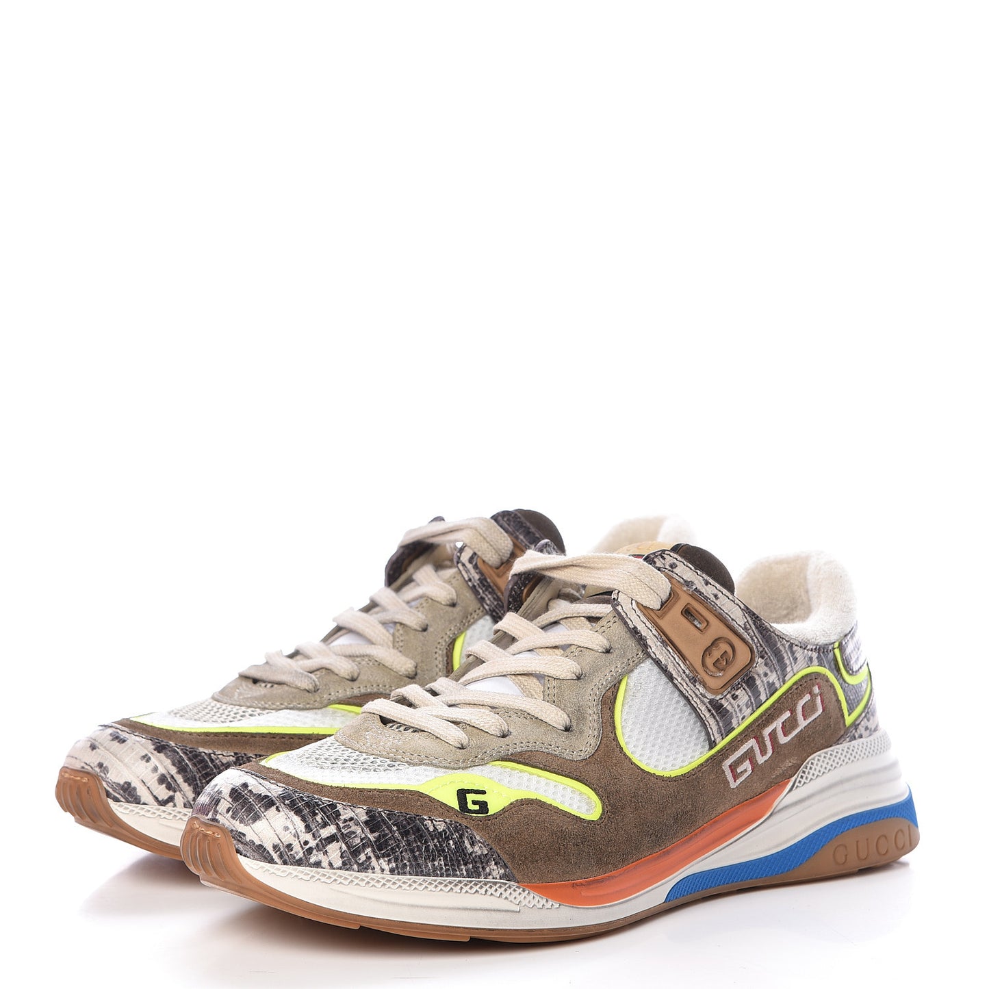 Suede Calfskin Tejus Printed Womens Ultrapace Sneakers 40 Natural Ardesia Neon Yellow