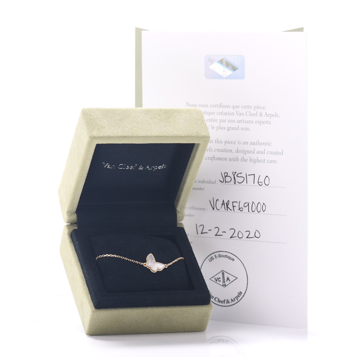 18K Yellow Gold Mother of Pearl Sweet Alhambra Butterfly Bracelet