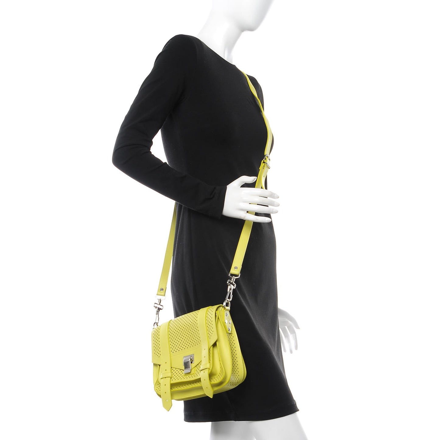 Lambskin Perforated PS1 Pouch Messenger Sulphur