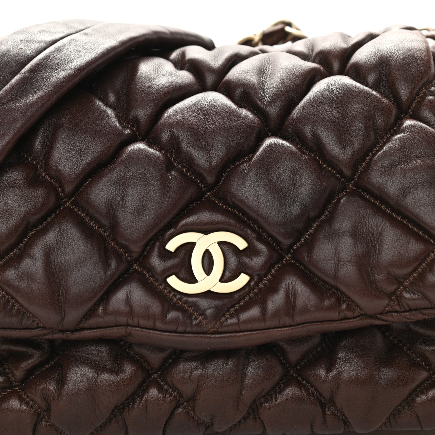 Chanel Lambskin Bubble Quilt Accordion Flap Dark Brown 8 of 10