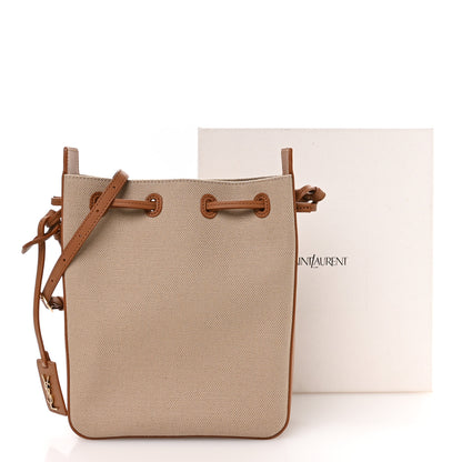 Saint Laurent Canvas Calfskin Small Bucket Bag  Desert Dust Brick 11 of 11