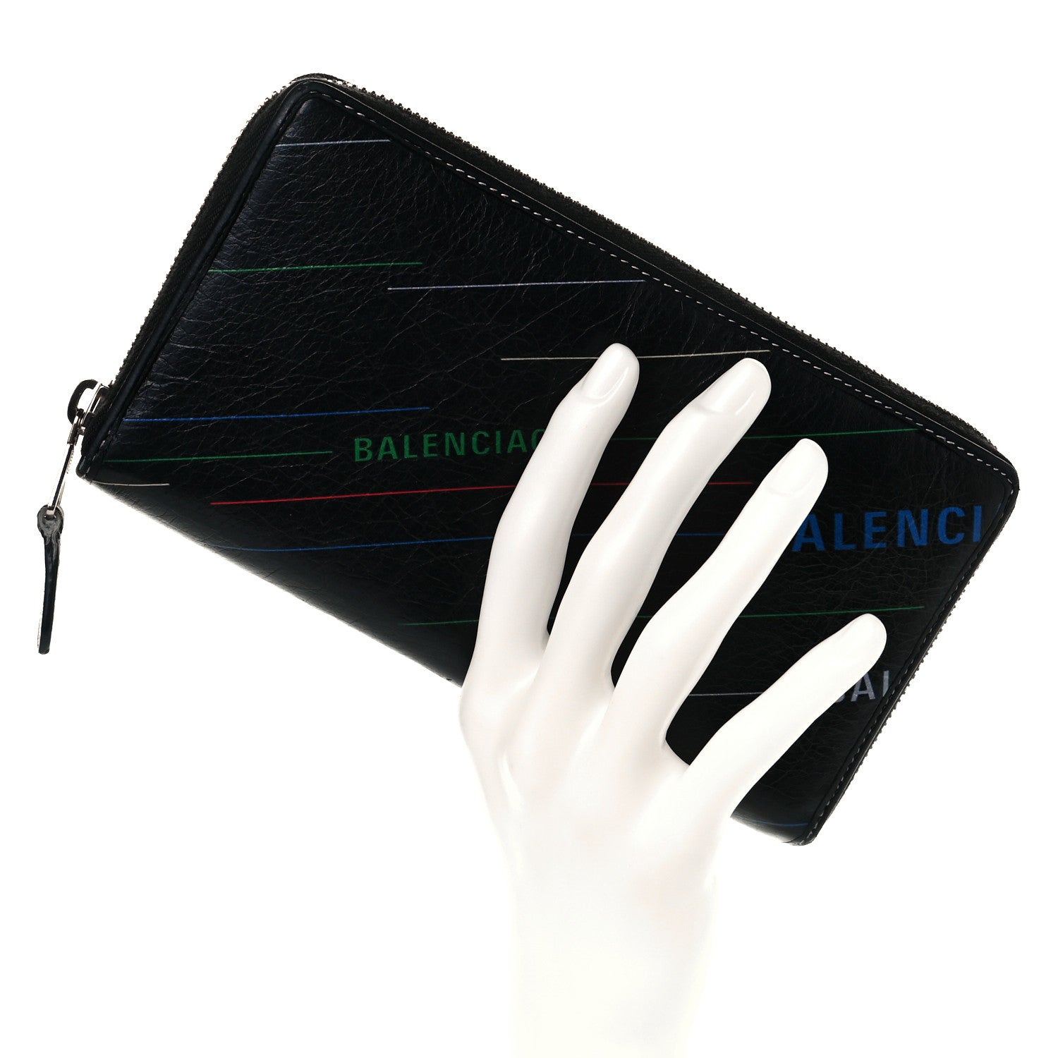 Balenciaga Agneau Arena Logo Multicolor Print Bazar Continental Zip Around Wallet Black Multicolor 3 of 10