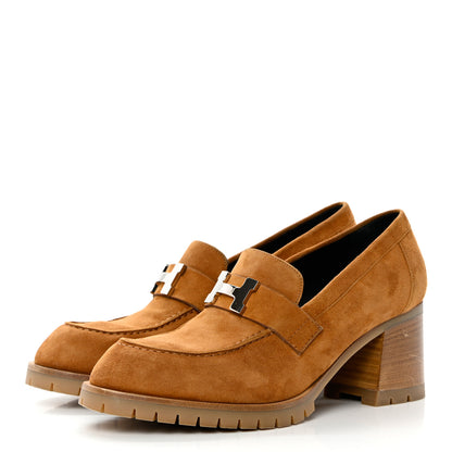 Hermes Suede Goatskin Womens Foch 60 Pumps 38.5 Naturel 3 of 10