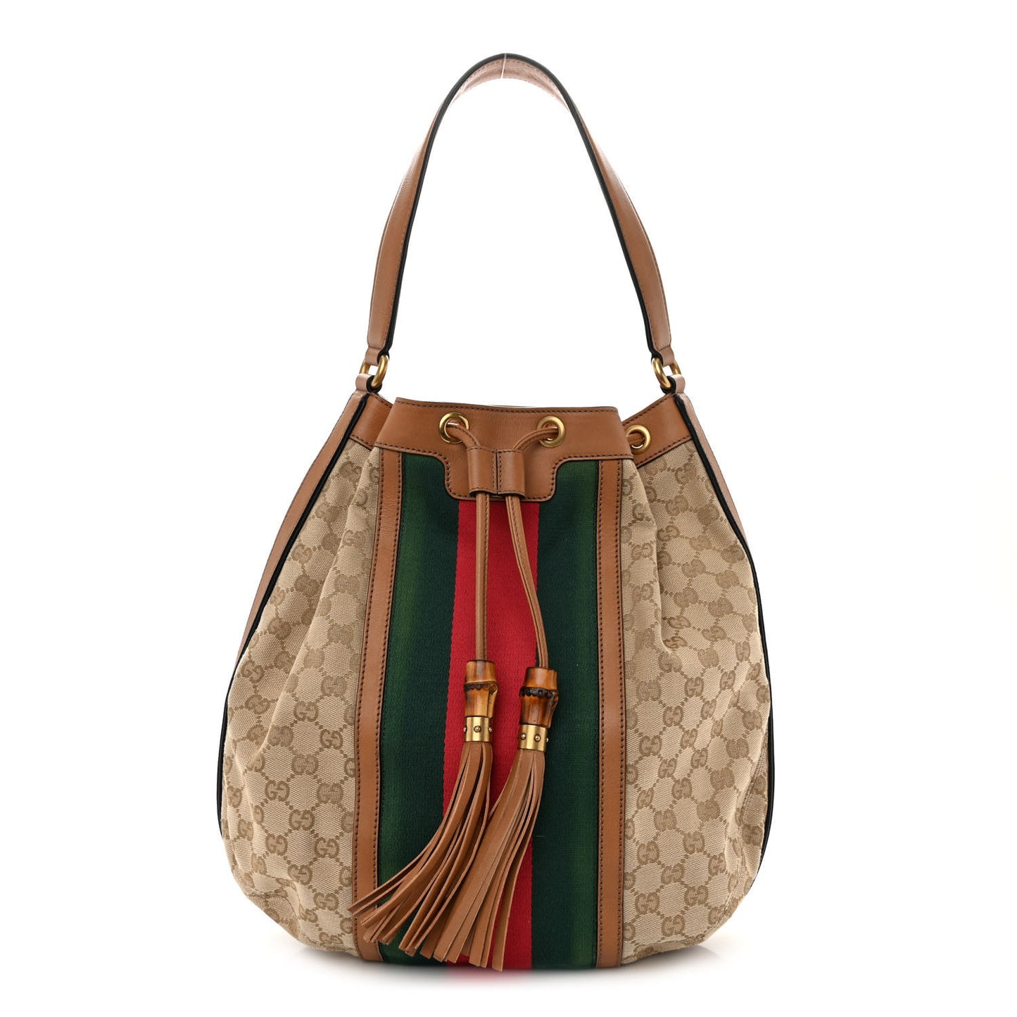 Monogram Web Rania Drawstring Shoulder Bag Sand