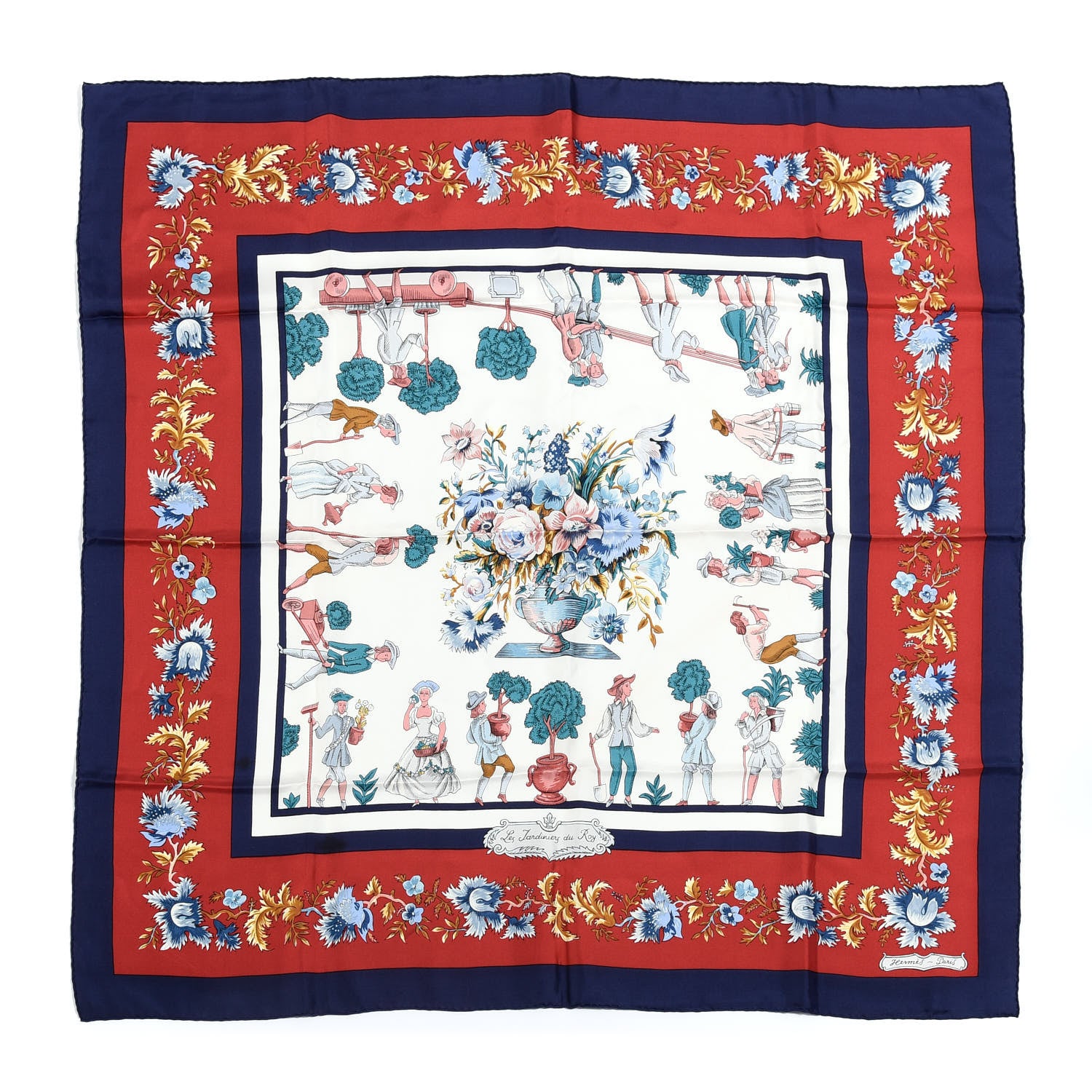 Hermes Silk Les Jardiniers du Roy Scarf 90 1 of 7