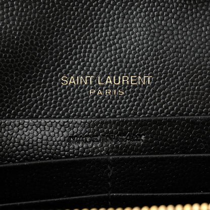 Saint Laurent Grain De Poudre Matelasse Chevron Monogram Chain Wallet Black 6 of 10