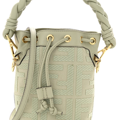 Fendi Canvas Nappa F is Fendi FF Embroidered Mini Mon Tresor Bucket Bag Grezzo White Nuvola 8 of 10