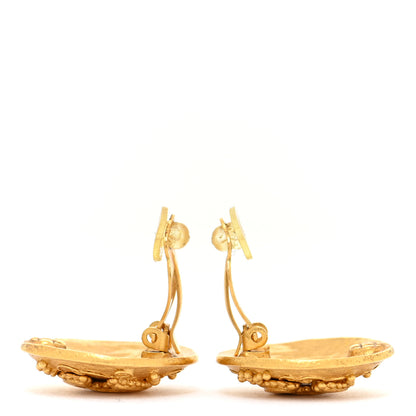 Chanel Metal CC Button Clip On Earrings Gold 3 of 5